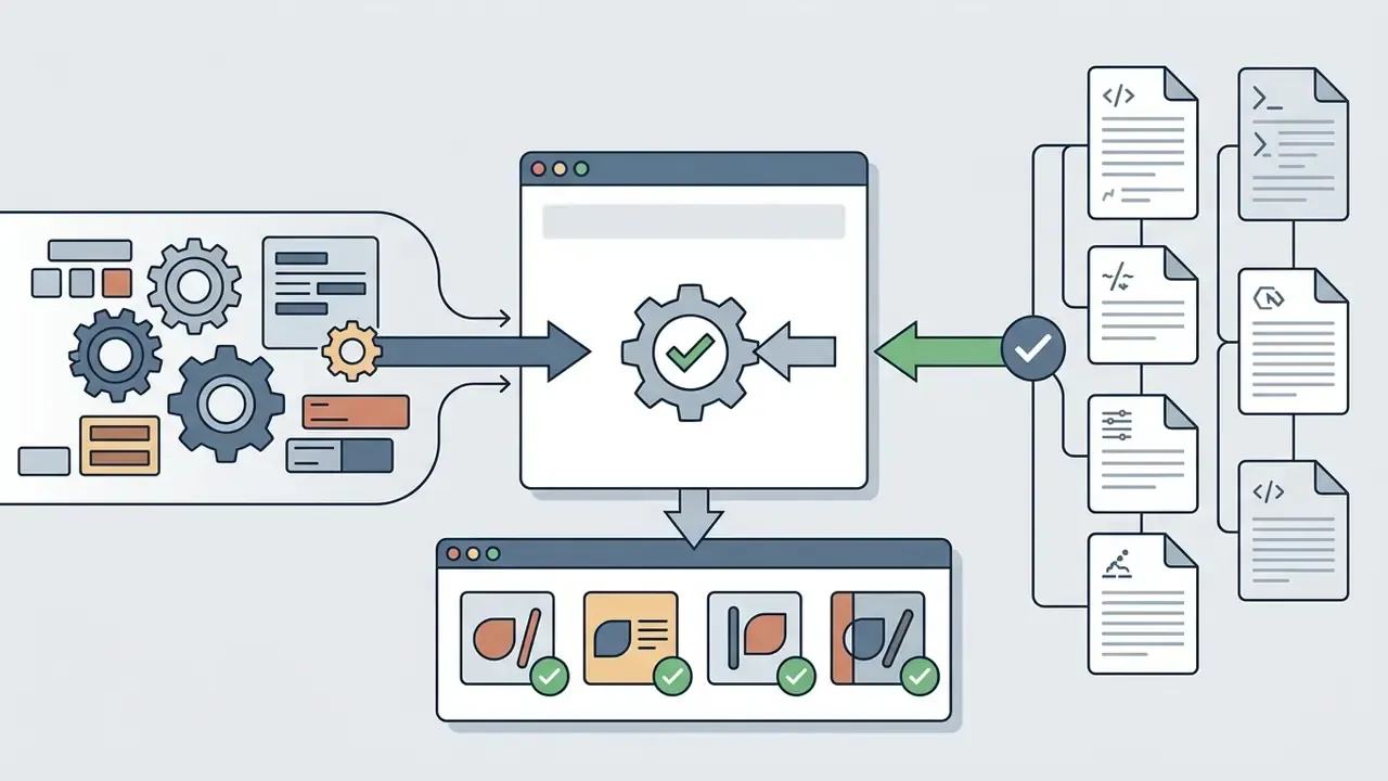 System processing gear inputs and code documents into a central hub to generate verified image outputs