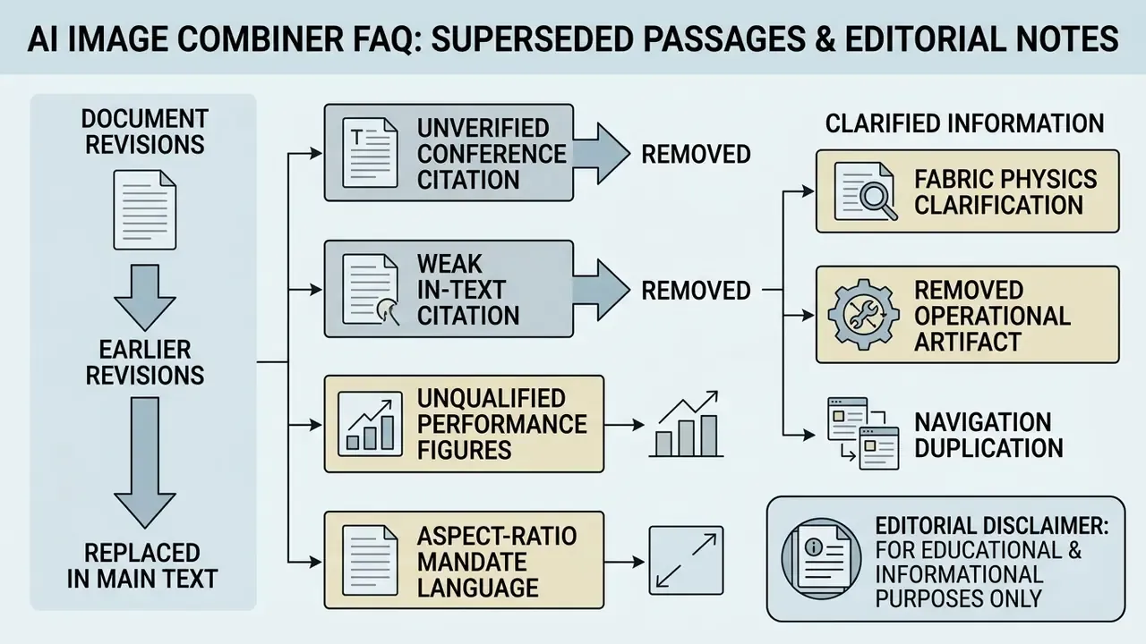 Flowchart detailing document revisions and editorial notes regarding removed or clarified information