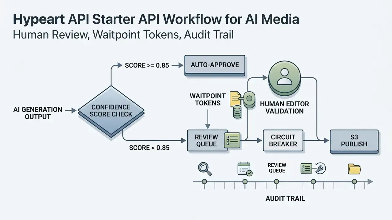 Decision tree showing confidence score thresholds leading to automated approval or human validation steps