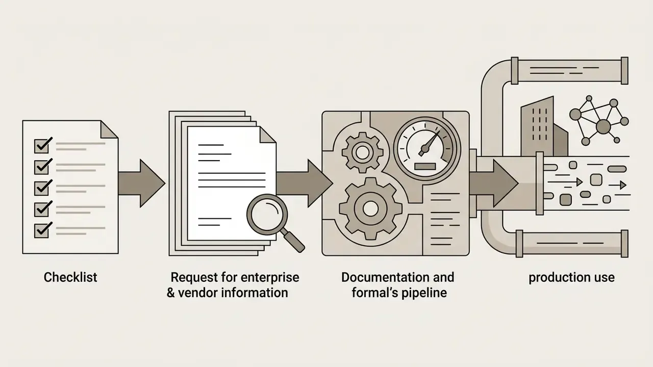 Checklist and vendor information flowing through a gear processing system into production pipelines