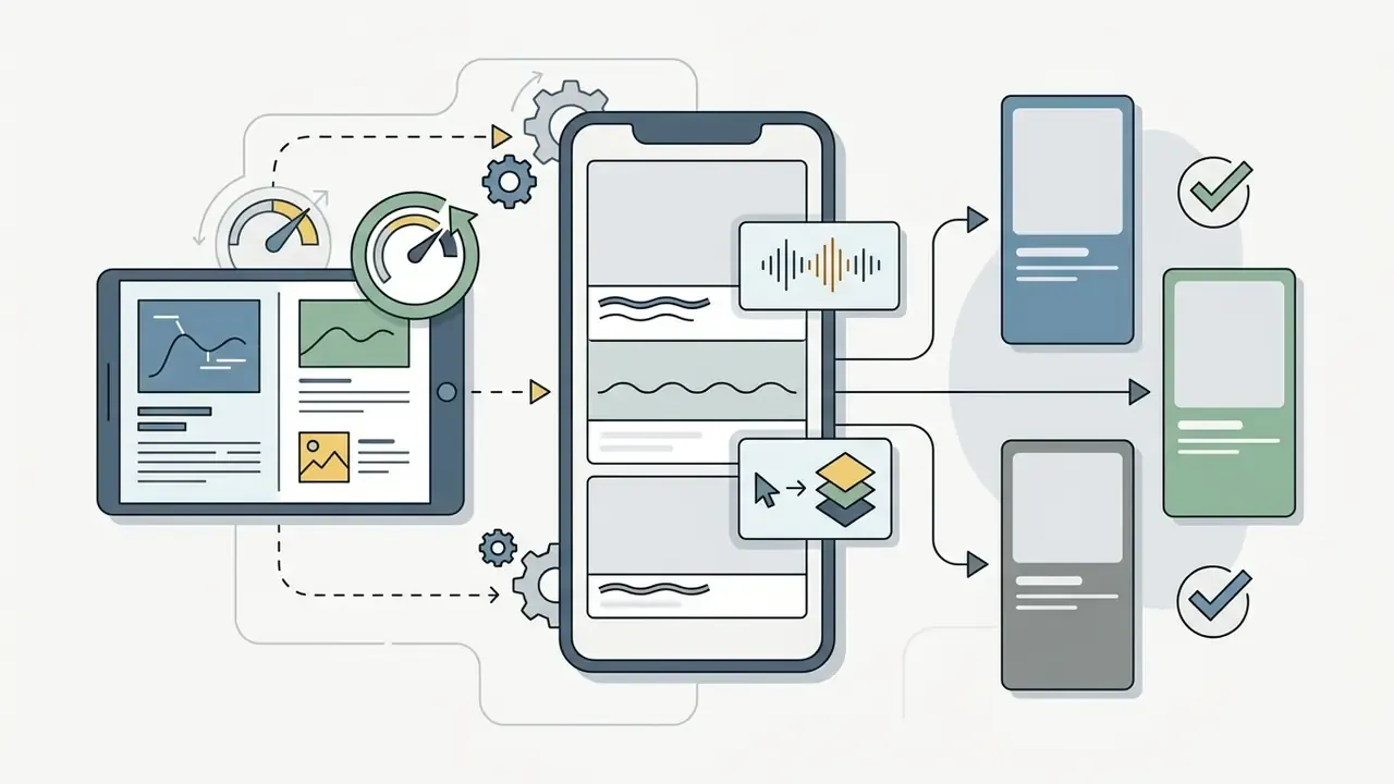 Tablet processing data into a smartphone interface that exports vertical social media video clips