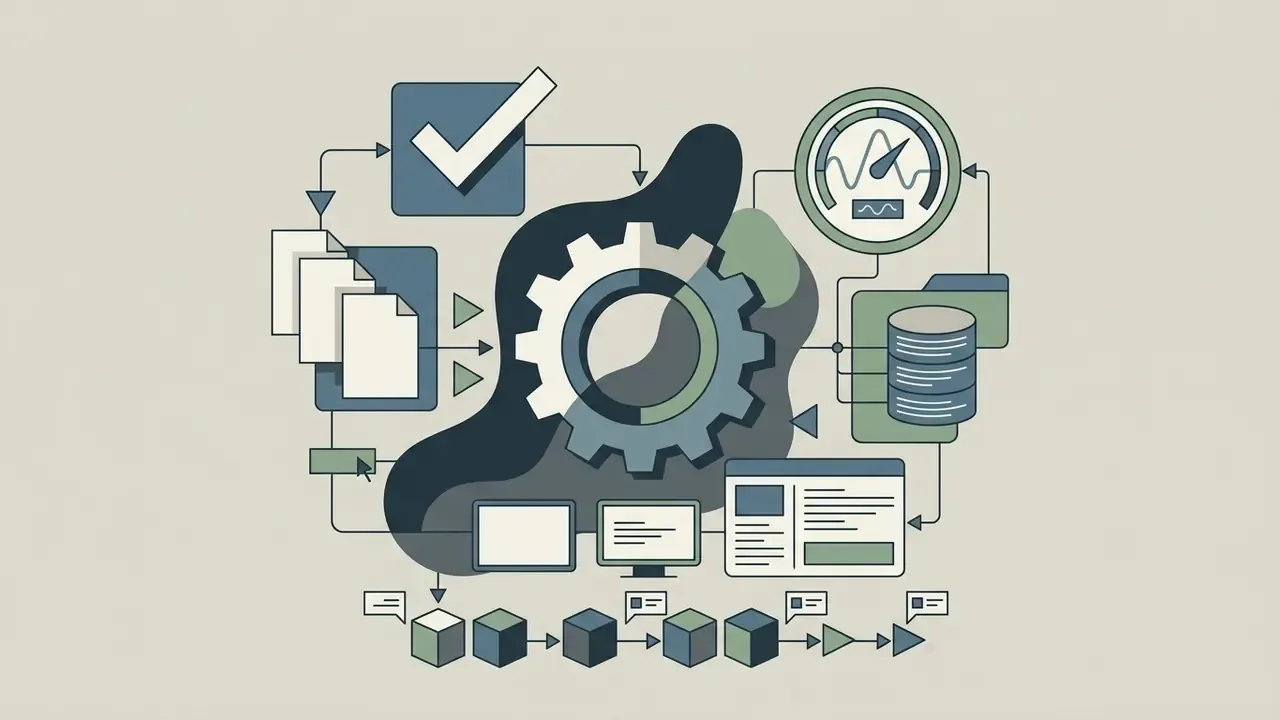 Central gear mechanism connecting document inputs to a database and performance gauge for audit tracking