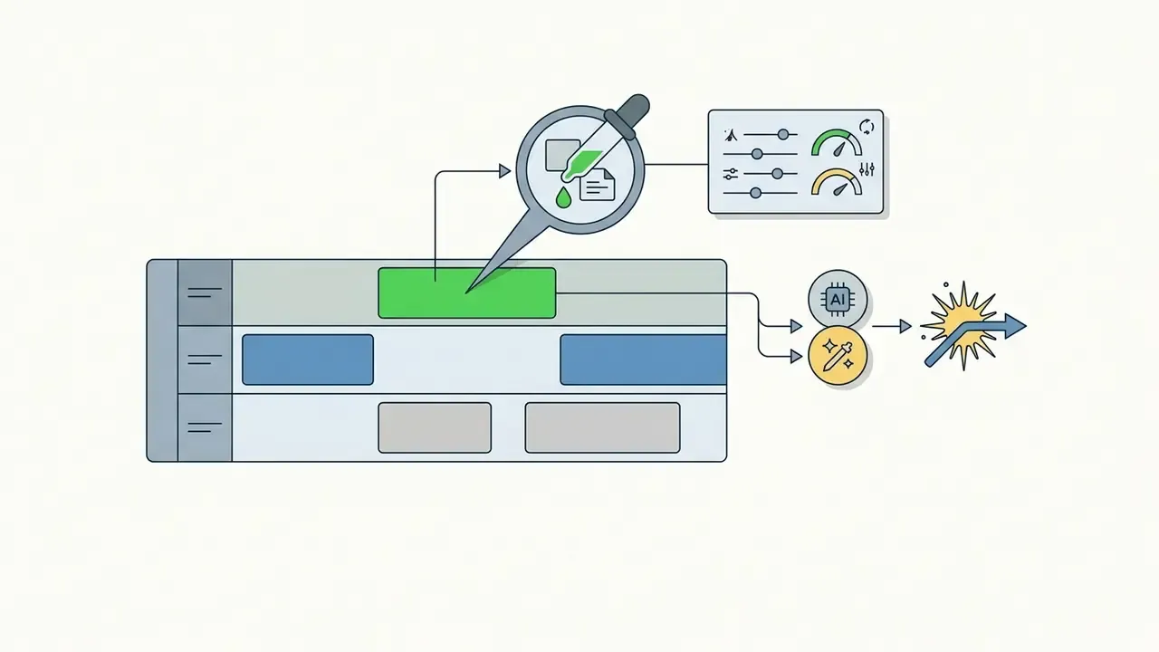 Eyedropper tool sampling a green screen clip on a video timeline to apply chroma key effects
