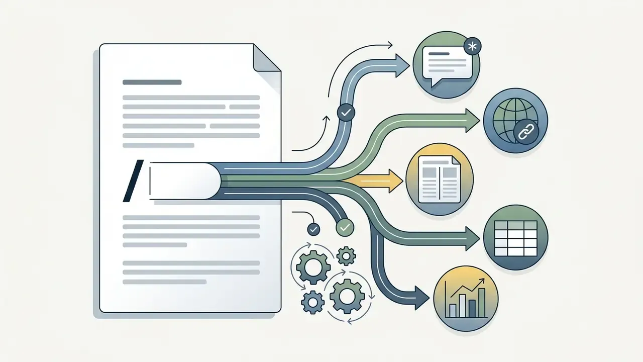 Slash command triggering multiple content options like links, tables, and charts in Gamma AI