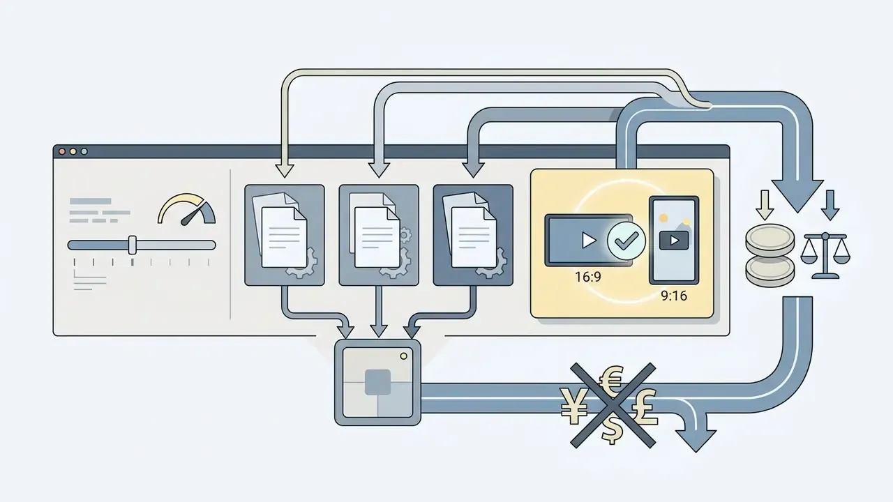 Flowchart showing how duration and aspect ratio settings influence video generation costs