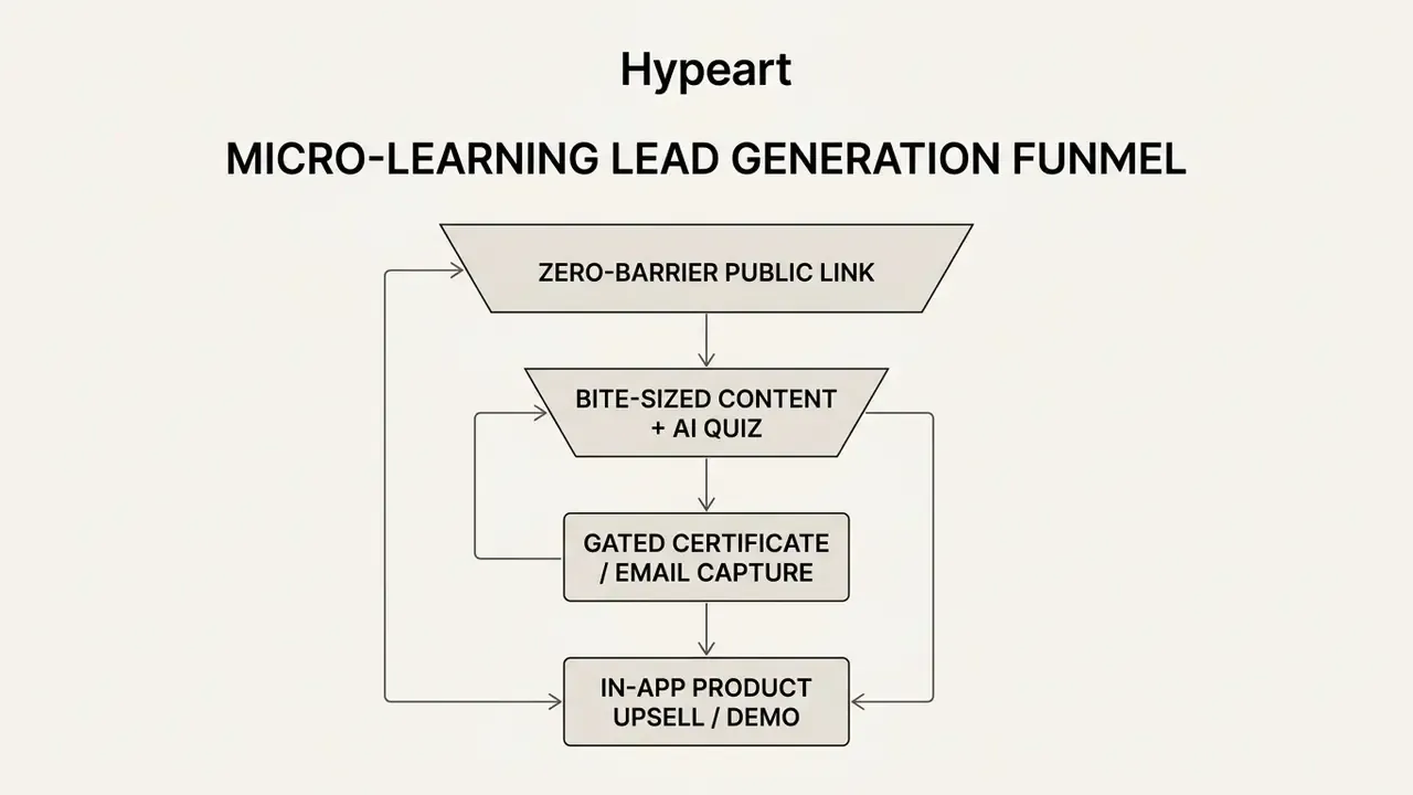 Diagram showing a funnel for lead generation starting with public links and ending in product upsells