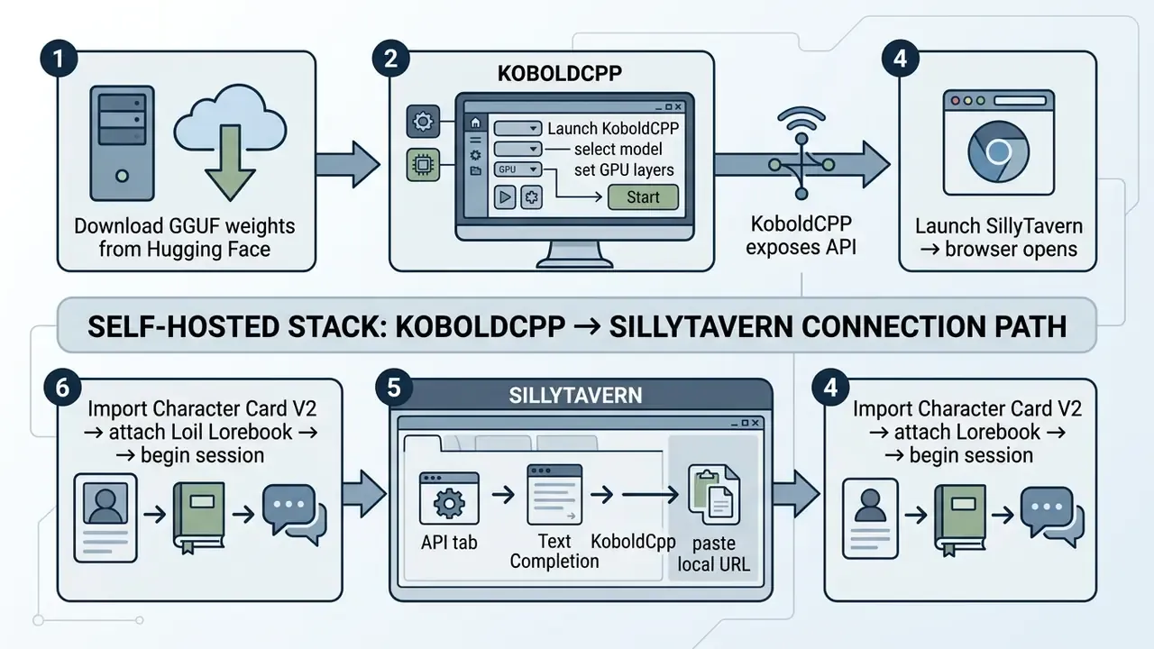 Step-by-step process for connecting KoboldCPP to SillyTavern for a self-hosted AI setup