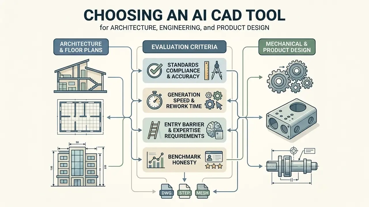 Central evaluation criteria connecting architectural floor plans and mechanical design to file formats