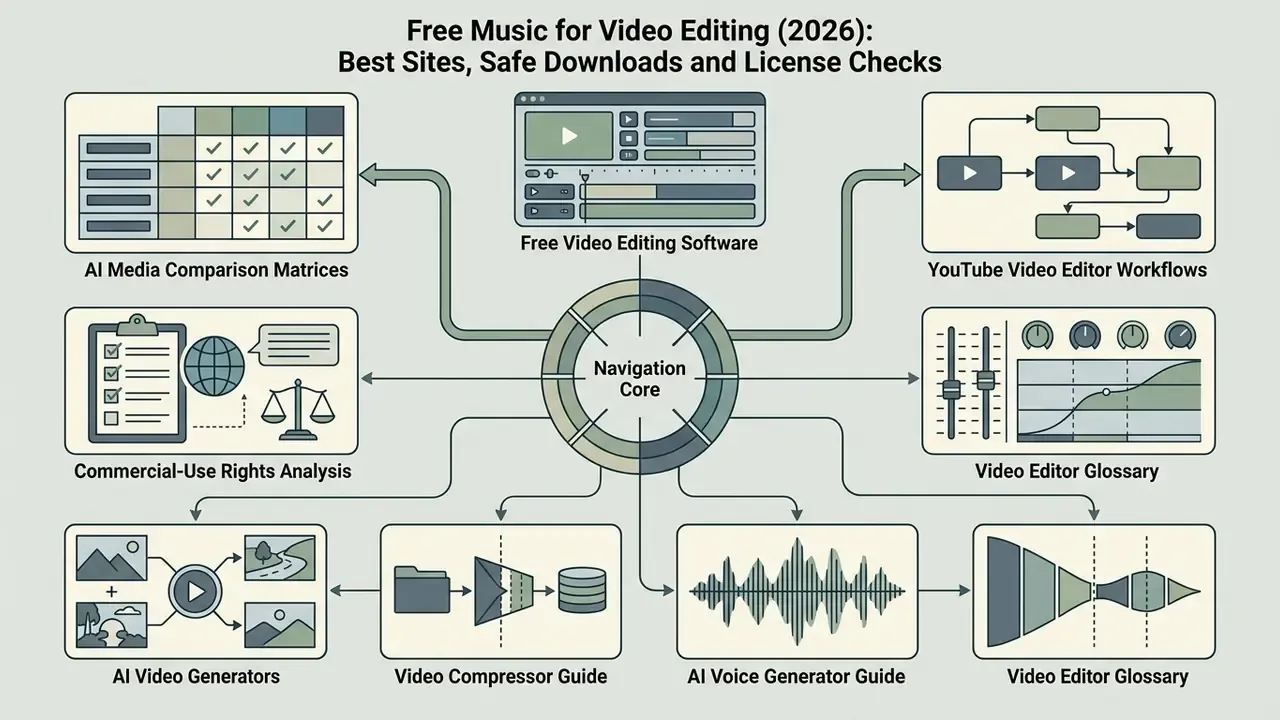 Central navigation hub connecting various media production workflows and software tool guides