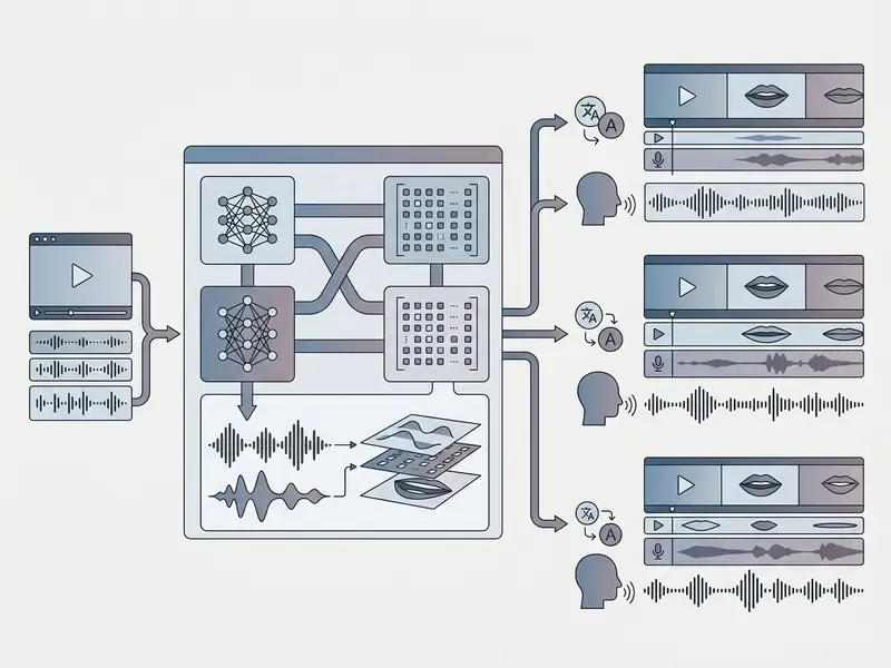 Neural network processing audio and video inputs to generate synchronized multilingual speech outputs