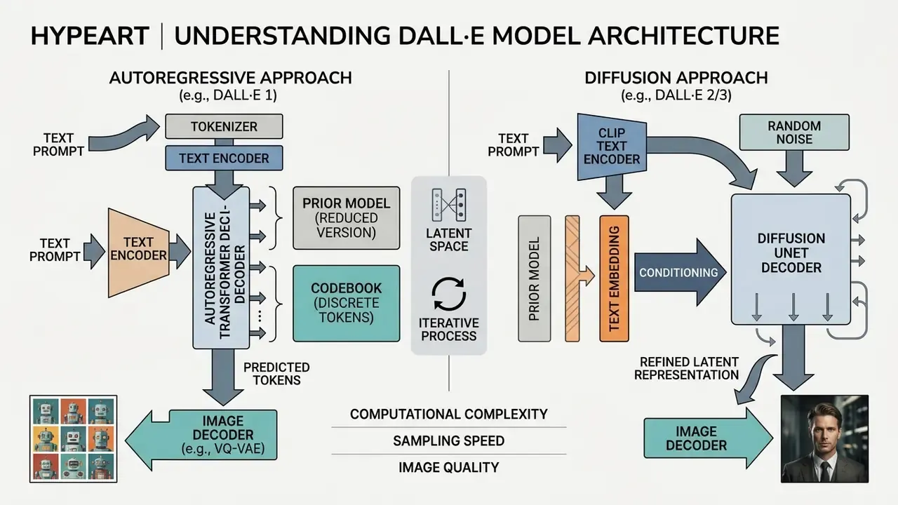 Comparison schematic showing autoregressive and diffusion model architectures for image generation
