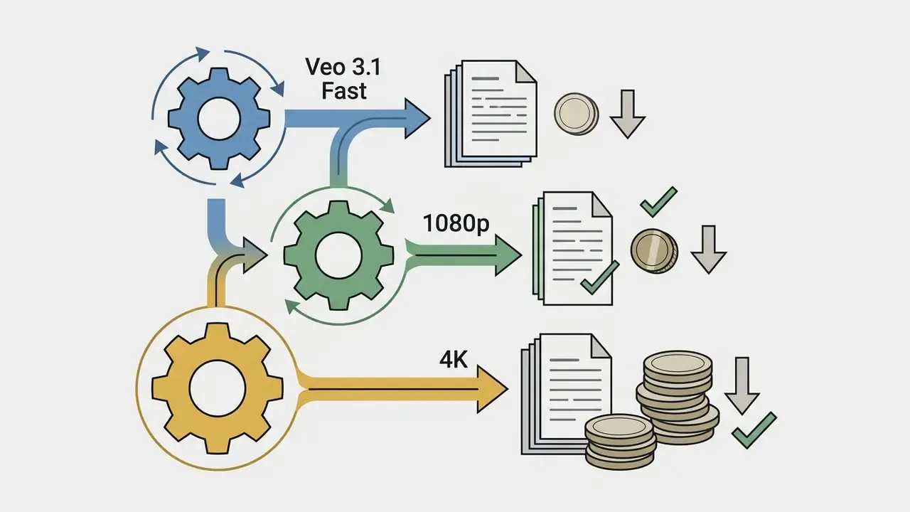 Gears processing video data into document reports and stacks of coins representing increasing costs