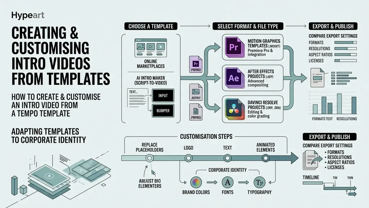 Workflow diagram detailing the selection, file formatting, and branding customization of video projects