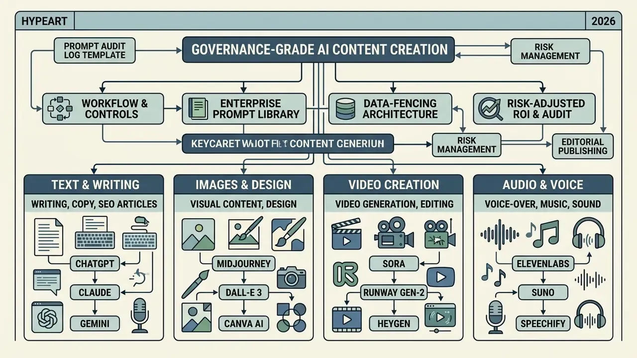 Systematic overview of generative AI applications for text, images, video, and audio production workflows