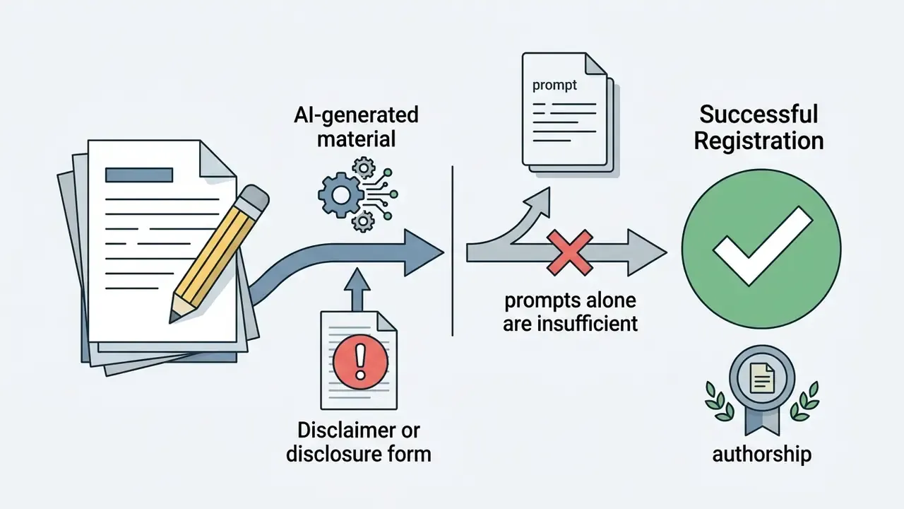 Papers and pencil leading to a disclosure form and gear icon, showing that prompts are insufficient