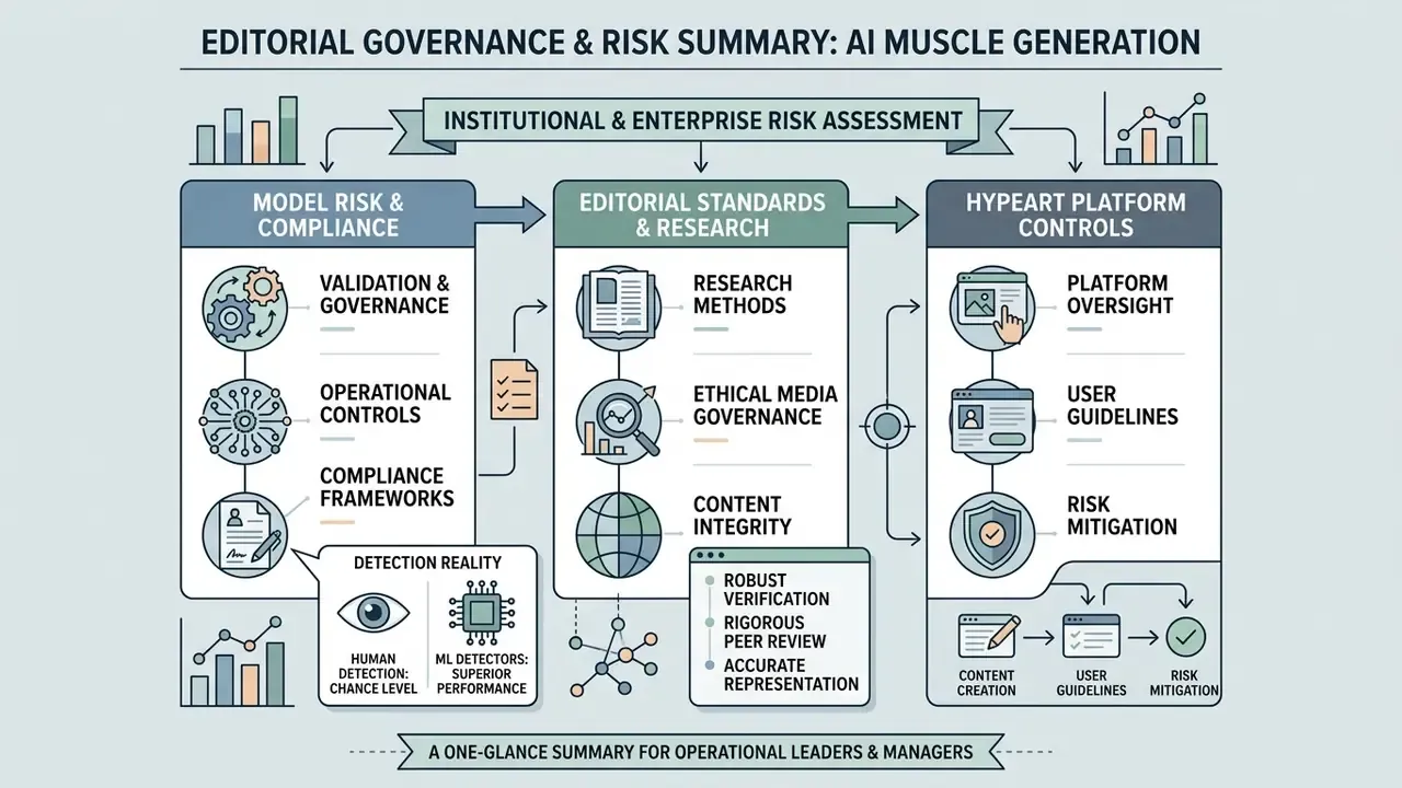 Flowchart mapping institutional risk assessment and operational controls for digital media governance