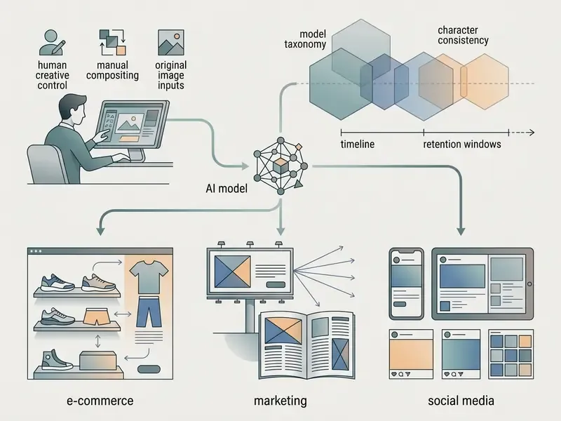 Workflow showing human creative control over an AI image editor for e-commerce, marketing, and social media