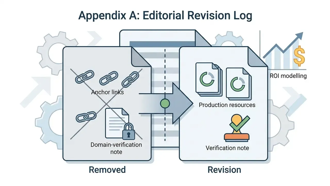 Document showing the removal of anchor links and verification notes replaced by production resources