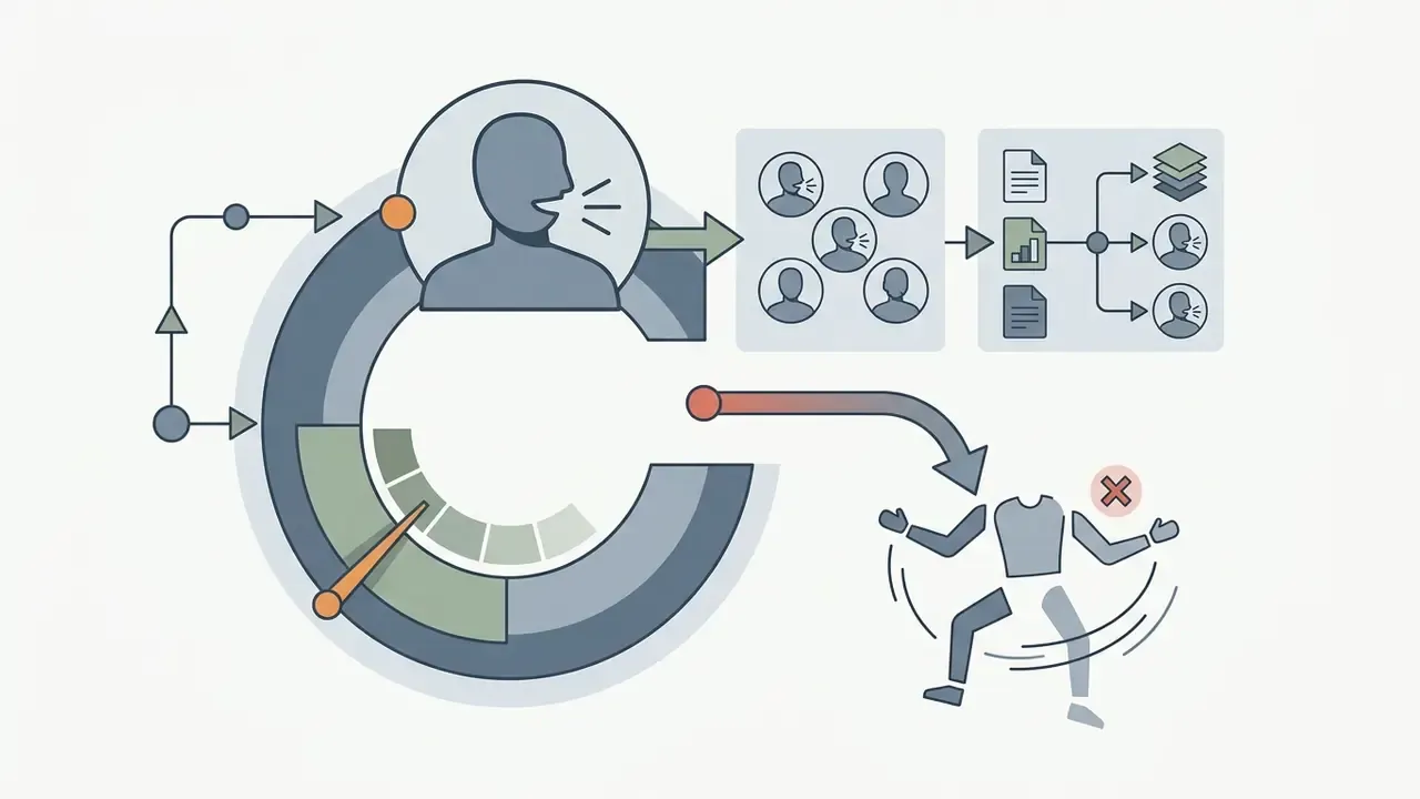 Circular process graphic showing talking head avatars diverging from full body motion generation