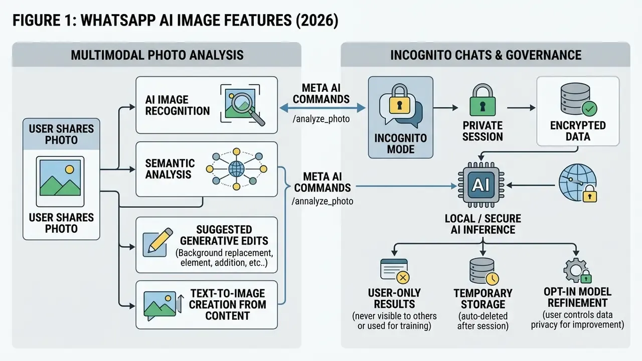 Diagram detailing the technical workflow for processing user photos through AI analysis and private chats