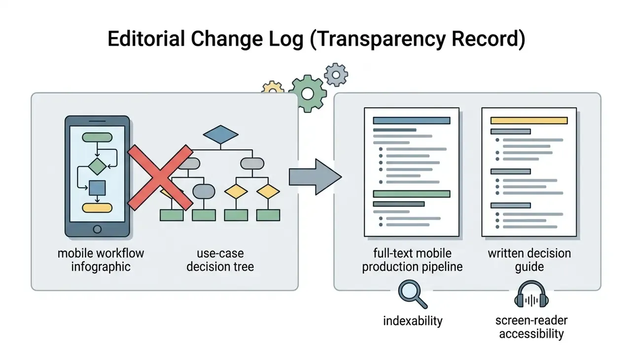 Visual comparison of superseded visual assets being replaced by accessible text-based documentation