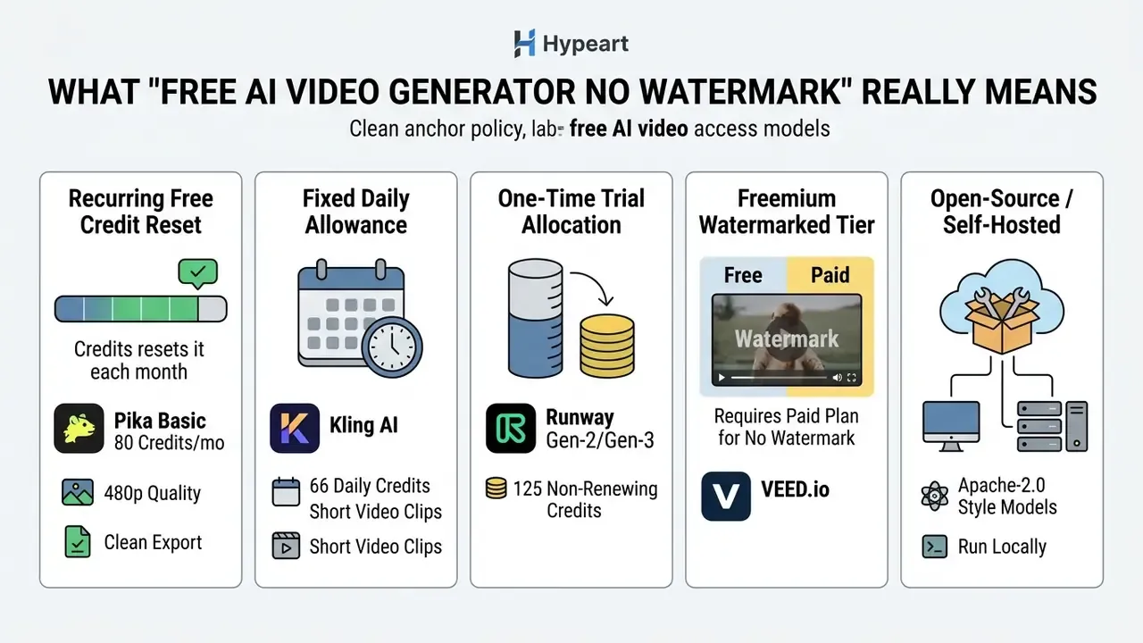 Chart detailing five distinct access models for using a free AI text to video generator
