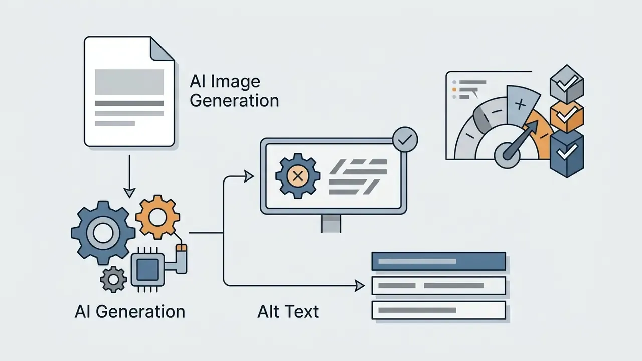 Document feeding into a gear system that processes image generation and creates descriptive alt text
