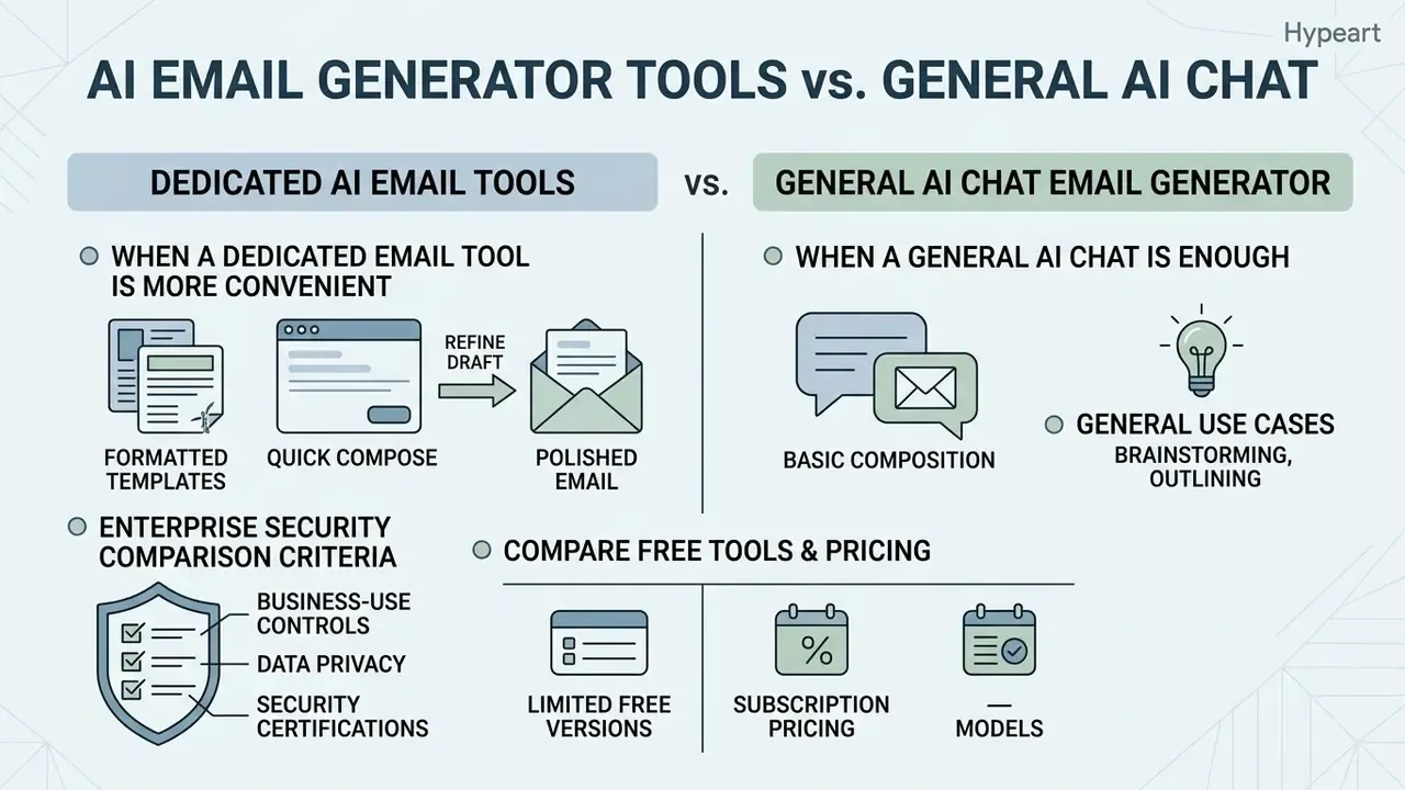 Comparison of dedicated email software features versus general chat models for business communication