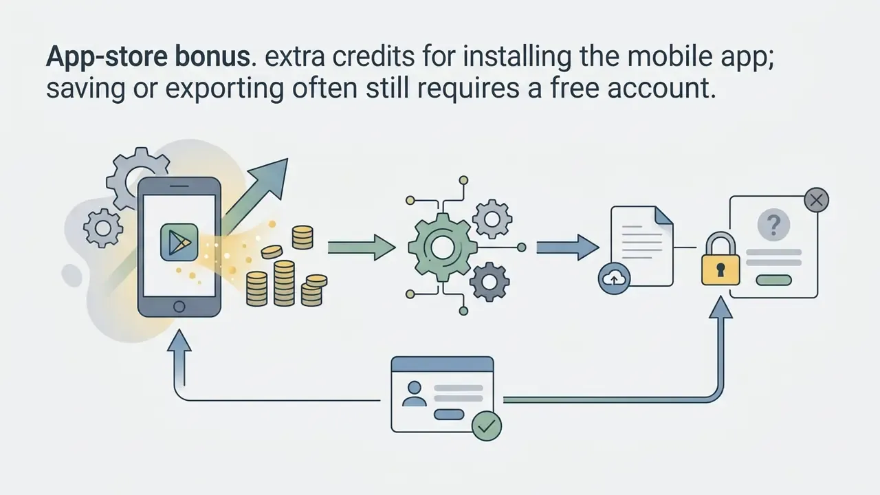 Smartphone generating coins that flow into a processing gear and a locked account registration form