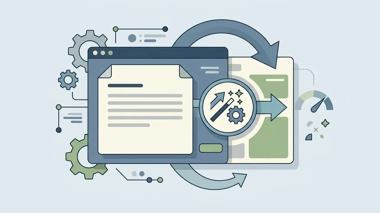Text input area featuring a magic wand icon for prompt enhancement surrounded by gears and arrows