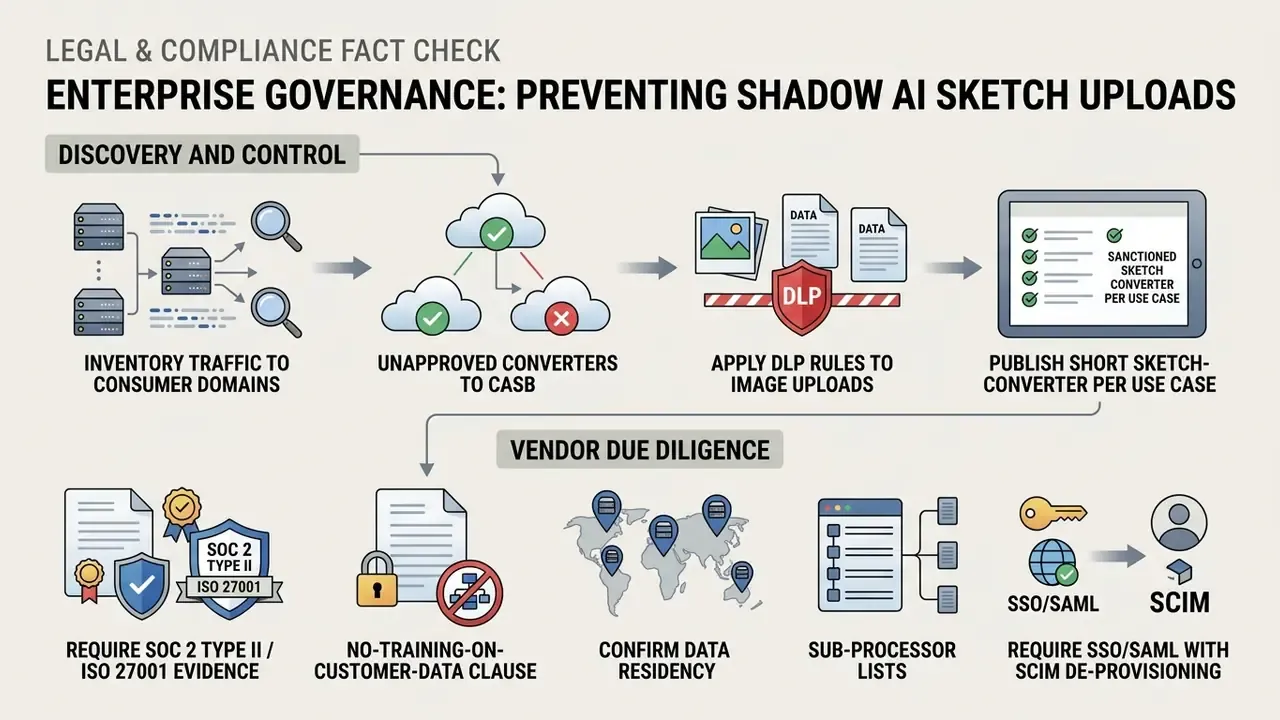 Workflow showing discovery, control, and vendor due diligence steps for managing image converter tools