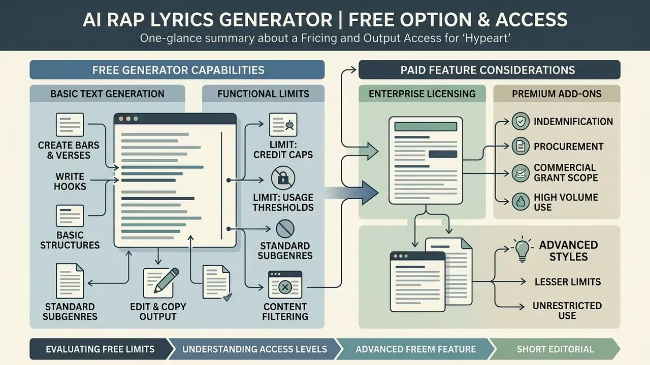Comparison of free generator capabilities versus paid enterprise licensing and premium add-on features
