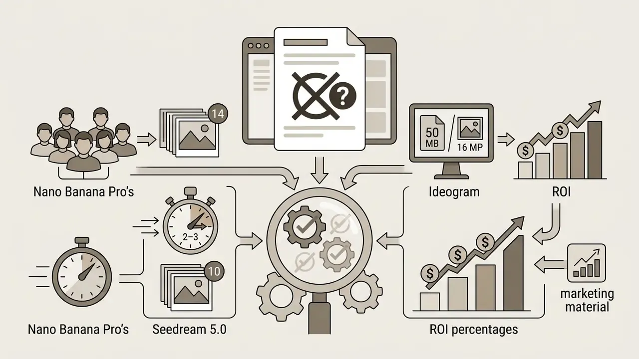Vendor claims for consistency, latency, and ROI flowing into a central assessment magnifying glass