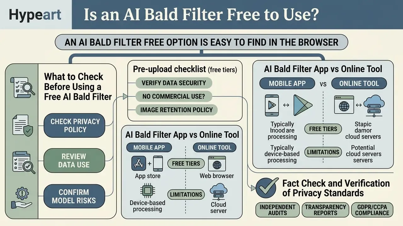 Flowchart comparing mobile app and browser-based tools with a pre-upload privacy checklist