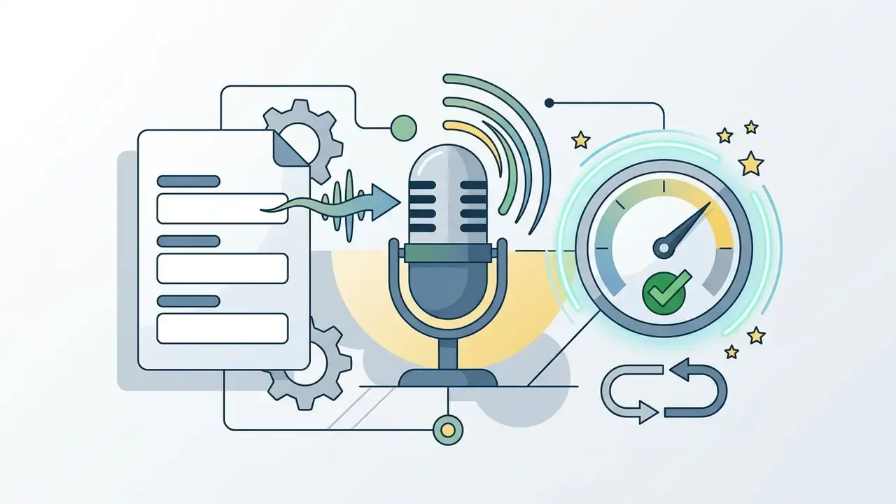 Microphone recording name data from a form to generate a phonetic score on a gauge