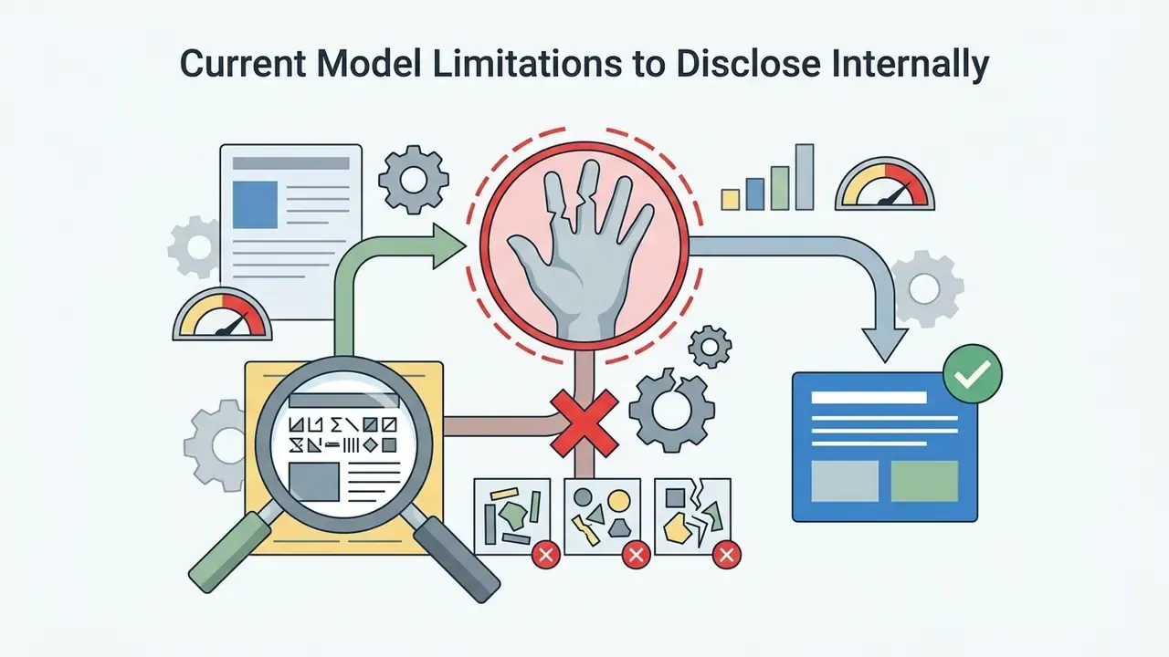 Stylized hand in a red circle connected to a magnifying glass and document icons with error symbols