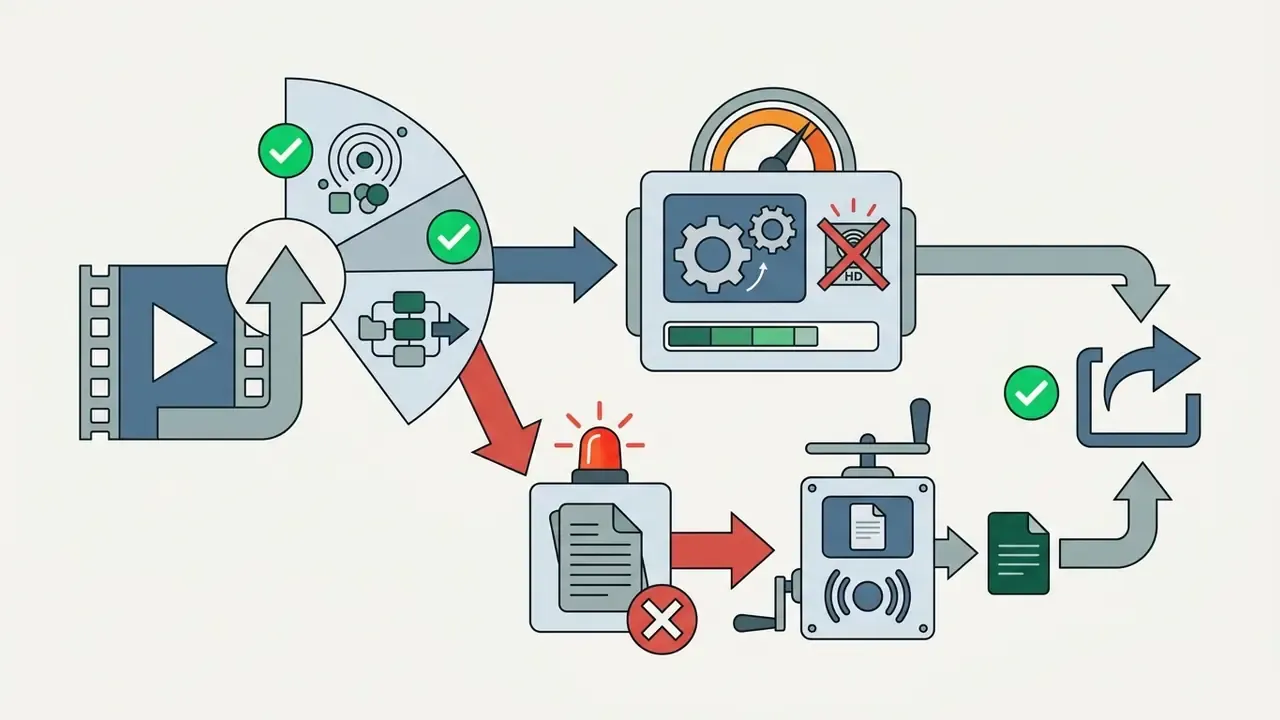 Video file branching into an encoding process or a compressor to prepare for final export and sharing