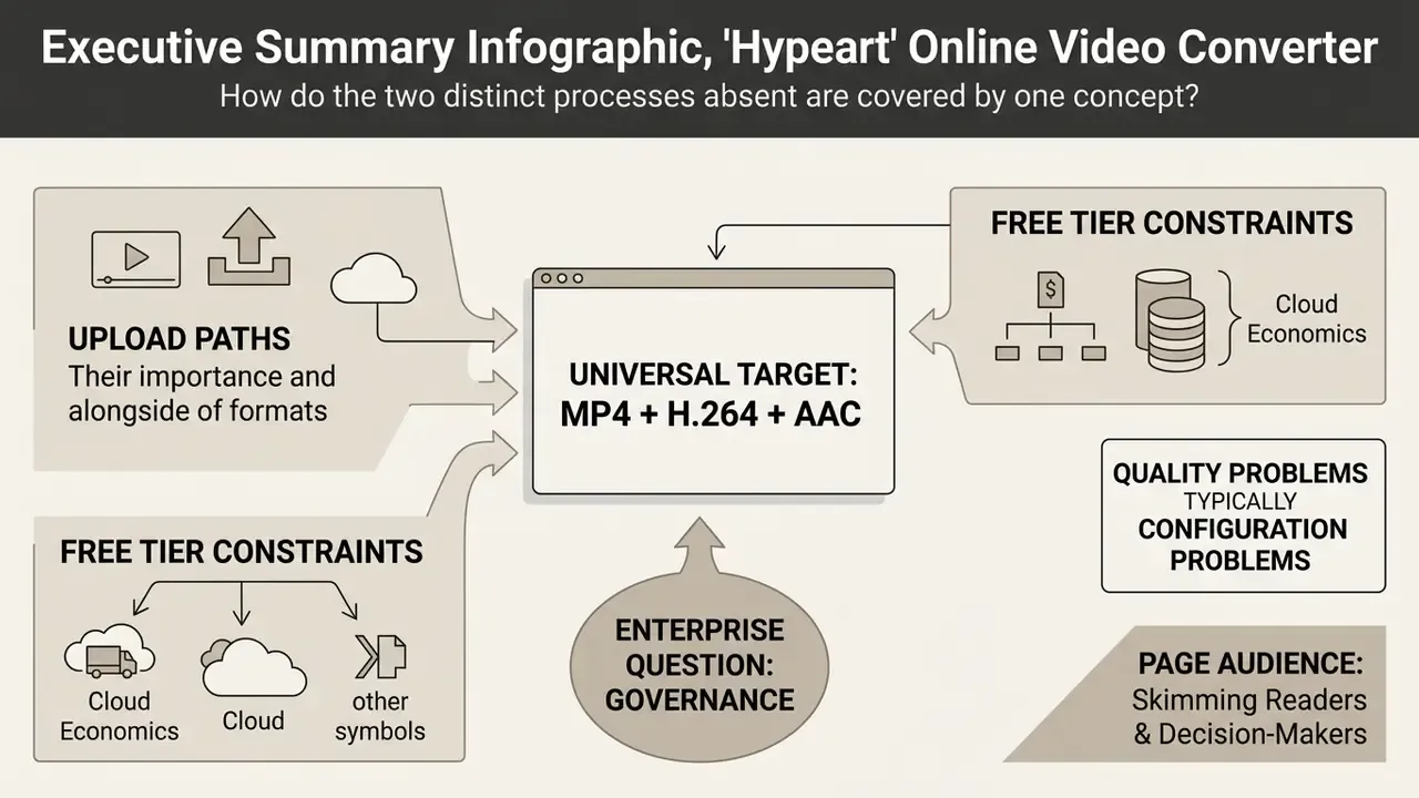 Flowchart showing how upload paths and cloud constraints affect the universal target of an online video converter