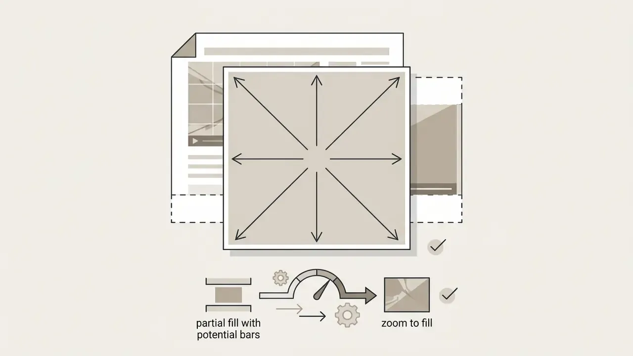 Square frame with outward arrows indicating expansion to fill the entire available screen area