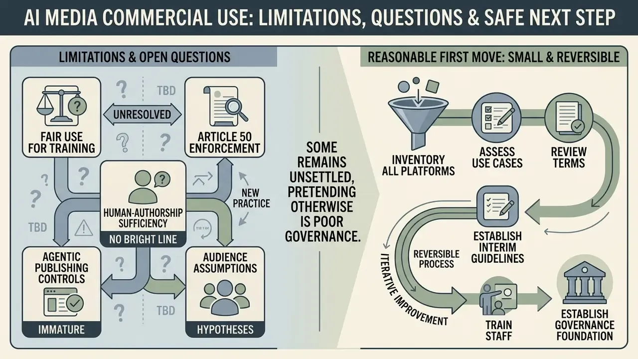 Comparison of unresolved legal questions versus a step-by-step iterative process for safe platform adoption