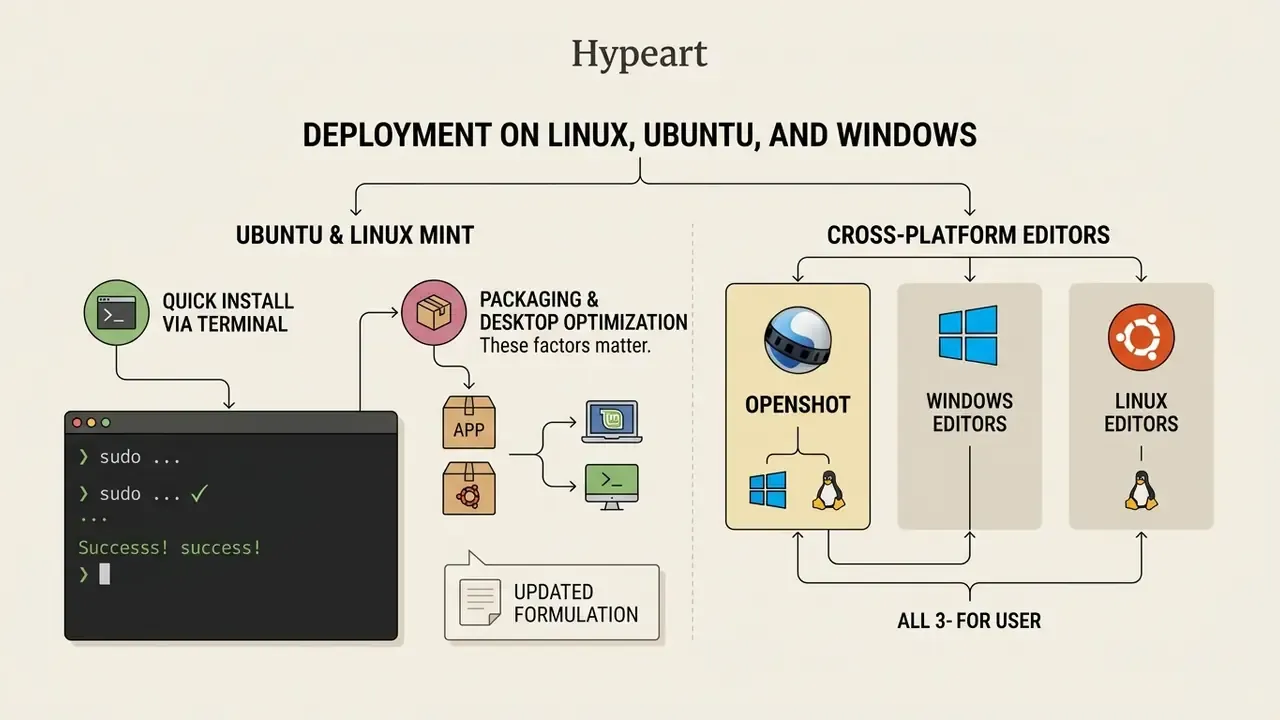 Flowchart detailing terminal installation, packaging optimization, and cross-platform software support